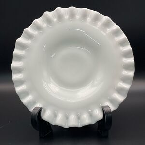 Fenton Hobnail Milk Glass‎ Ruffled Edge Plate 7.5” Vintage